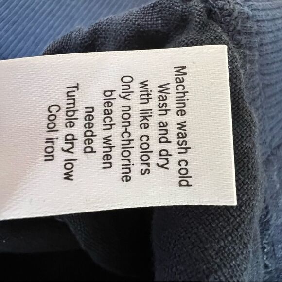 Athleta 100% Linen Skirt Navy Pull On Stretch Waist Drawstring Pockets Size 4 - Picture 6 of 6